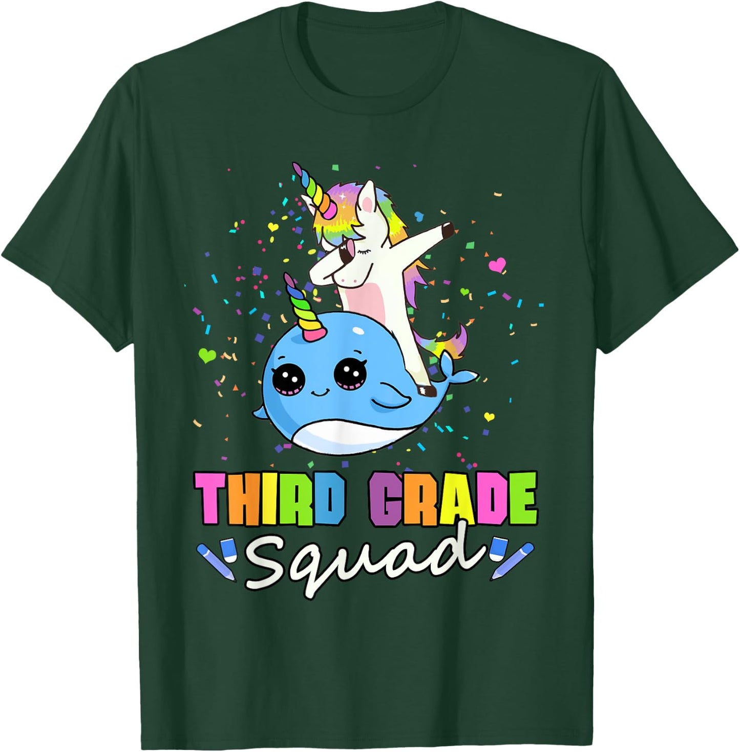 Third Grade Squad Unicorn Narwhal Team 3rd Grade T-Shirt - T-Shirt | Forest