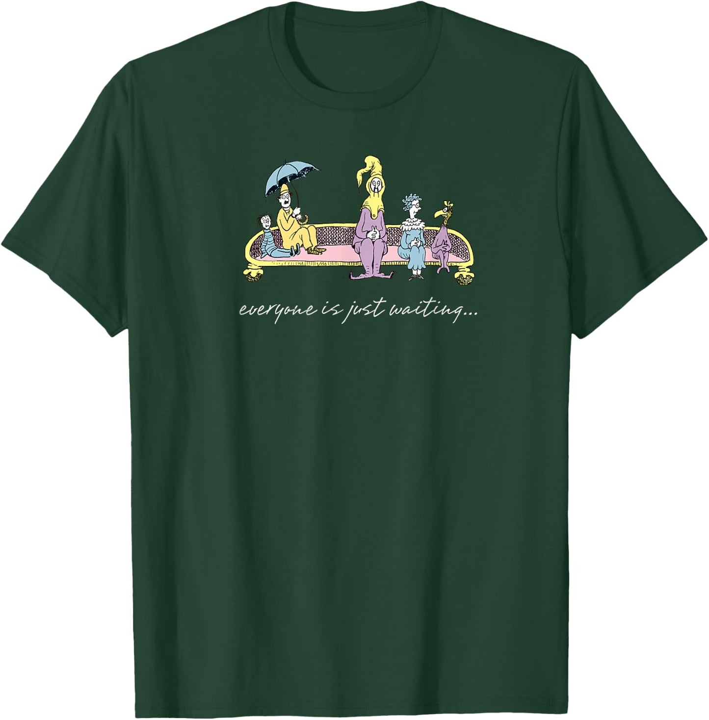 Dr. Seuss Oh the Places You'll Go Everyone is Waiting Black T-Shirt - T-Shirt | Forest