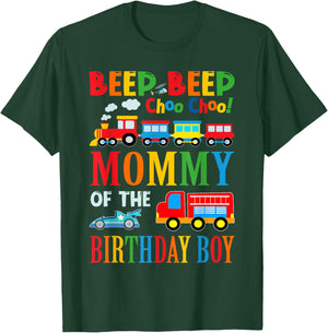 Mommy Of The Birthday Boy Transportation Family Matching T-Shirt - T-Shirt | Forest