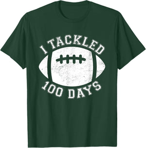 100th Day Of School I Tackled 100 Days Of School Football T-Shirt - T-Shirt | Forest