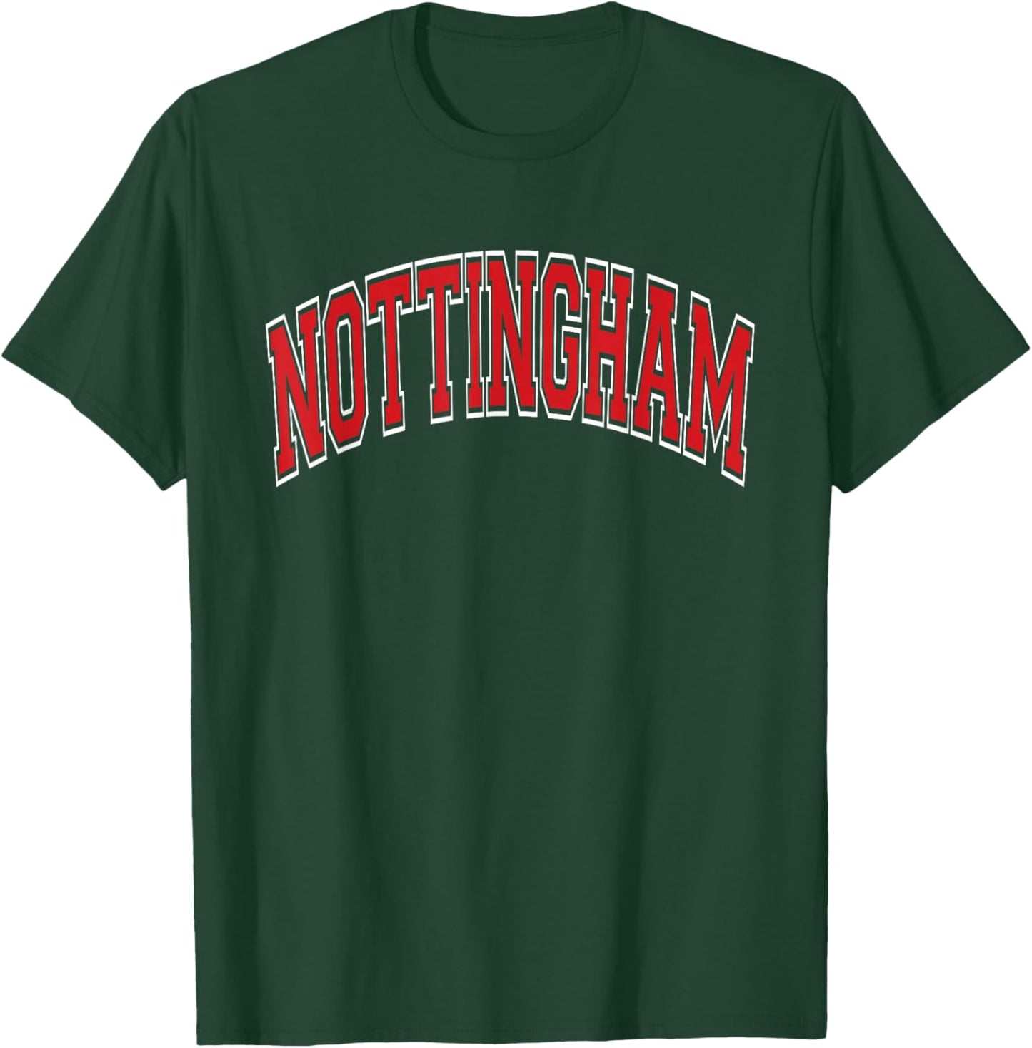 Nottingham Arched Style Red Text T-Shirt - T-Shirt | Forest