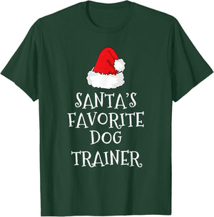 Santa's Favorite Dog Trainer Christmas Funny Xmas Training T-Shirt - T-Shirt | Forest