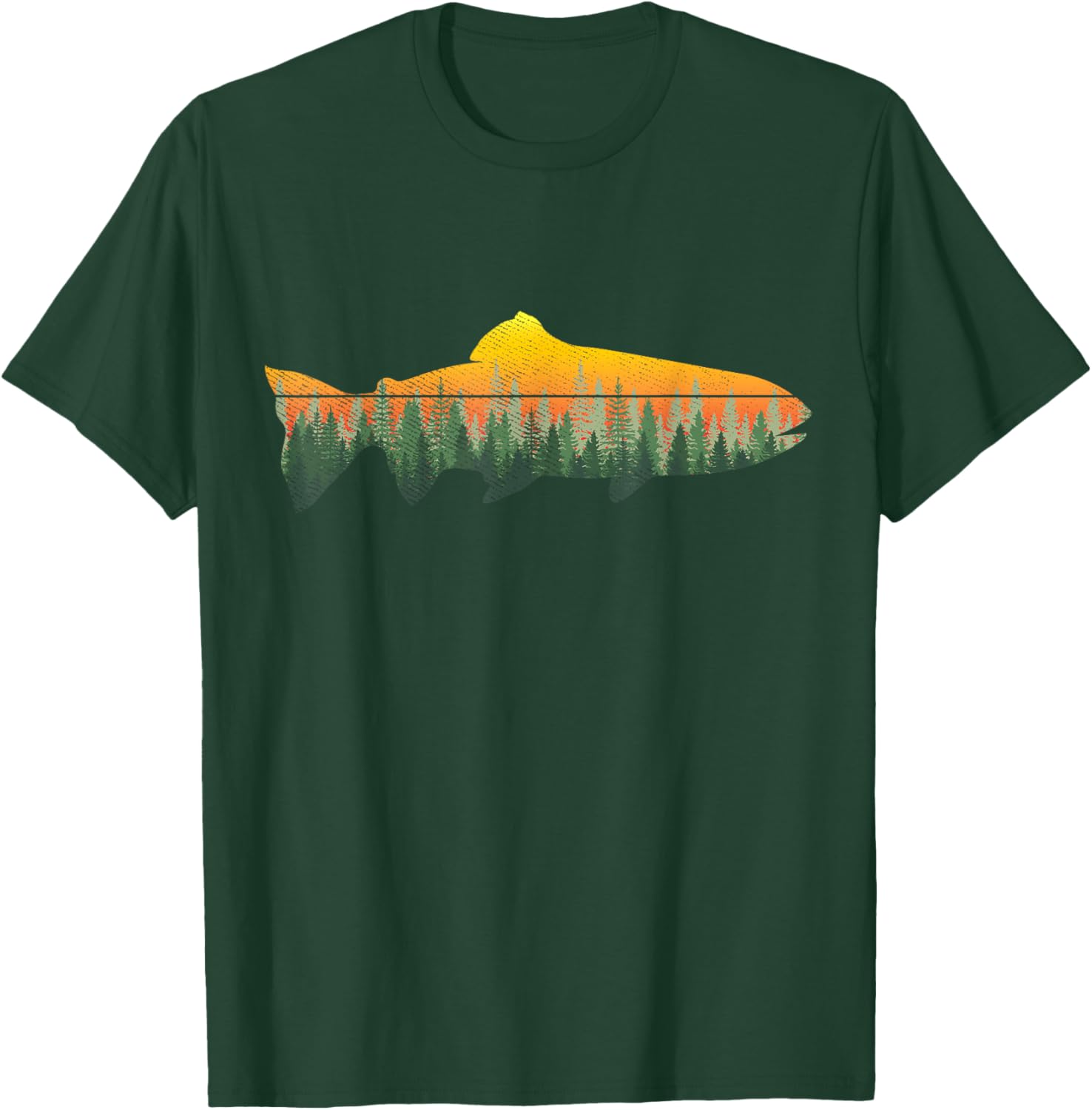 Retro Trout Fly Fishing Outdoor Nature Forest Fisherman T-Shirt - T-Shirt | Forest