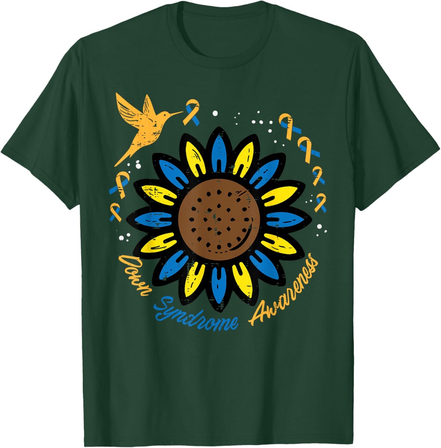 Down Syndrome Awareness Sunflower Bird T21 Men Women Kids T-Shirt - T-Shirt | Forest