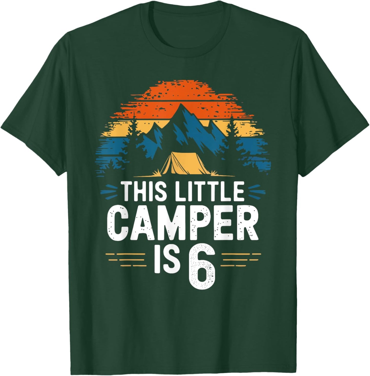 6th Birthday Camping Shirt for 6 Year Old Kids Camping Party T-Shirt - T-Shirt | Forest