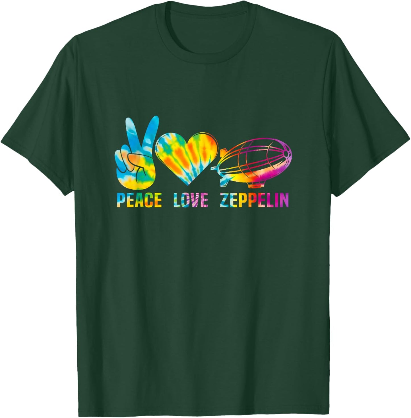 Tie Dye Dirigible Airship Blimp Zepelin Peace Love Zeppelin T-Shirt - T-Shirt | Forest