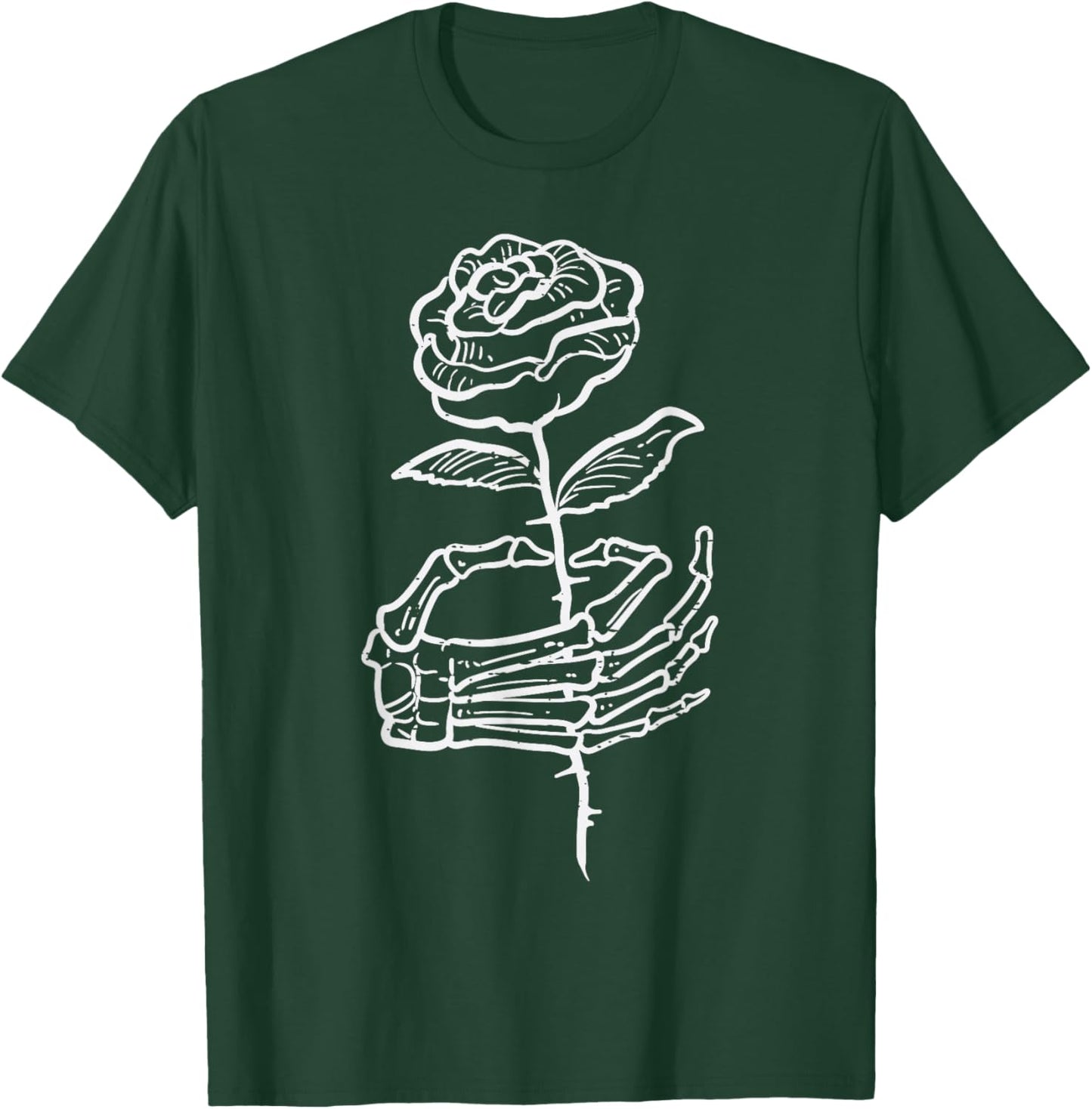 Halloween Skeleton Hand Rose Goth Costume Women Men Kids Boy T-Shirt - T-Shirt | Forest