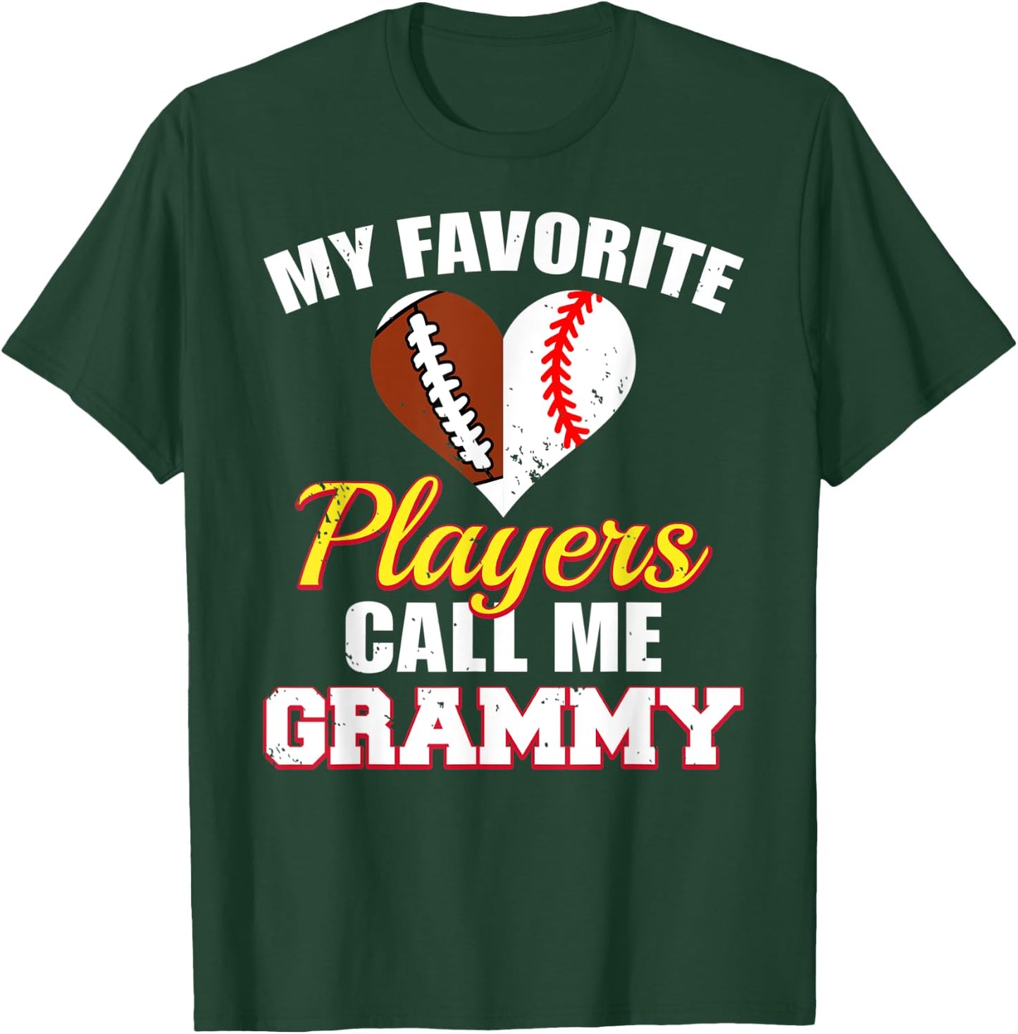 My Favorite Players Call Me Grammy Football Baseball Grammy T-Shirt - T-Shirt | Forest