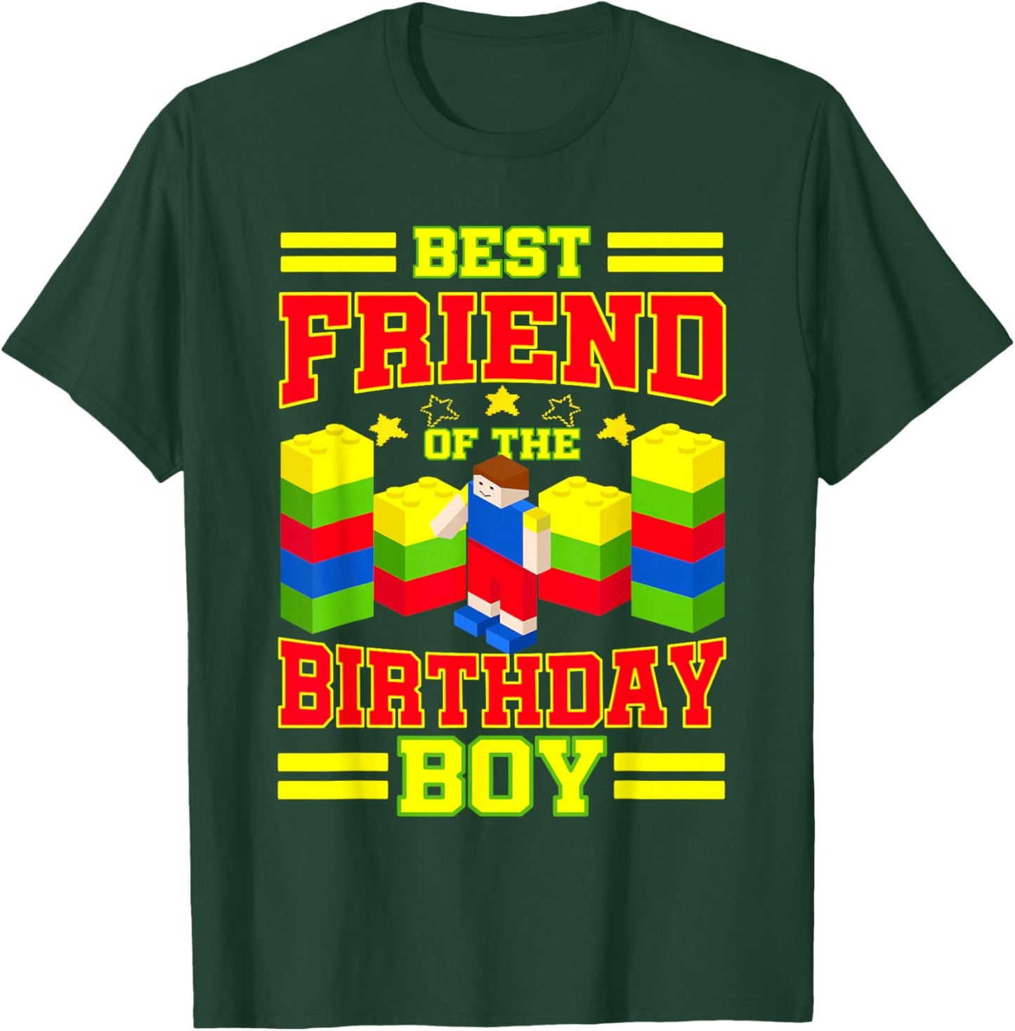 Best Friend Of The Birthday Boy Bricks Master Builder Family T-Shirt - T-Shirt | Forest