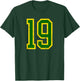 Distressed Green Yellow Sports Team Number 19 T-Shirt - T-Shirt | Forest