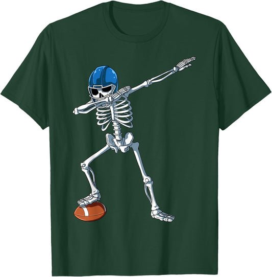 Dabbing Skeleton Football Dabbing Football Player Halloween T-Shirt - T-Shirt | Forest