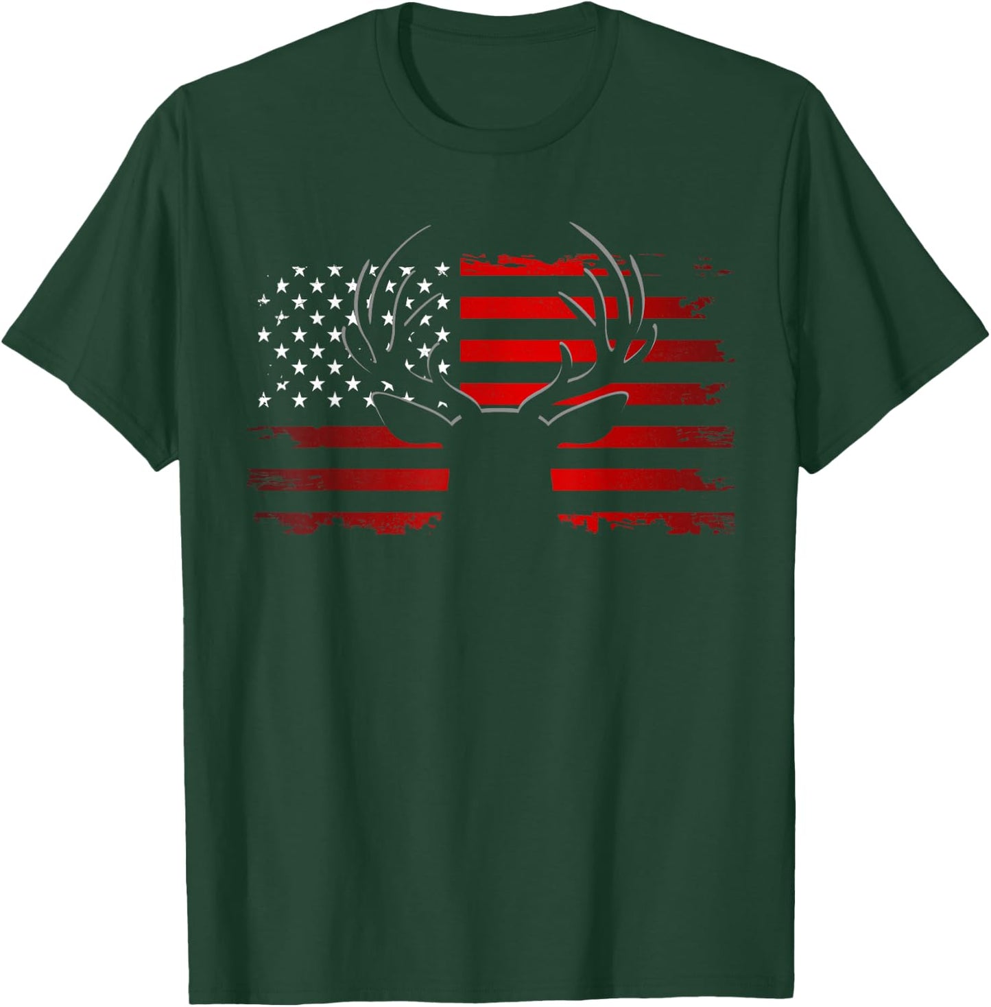 American Flag Outdoor Clothing - Antlers Deer T-Shirt - T-Shirt | Forest
