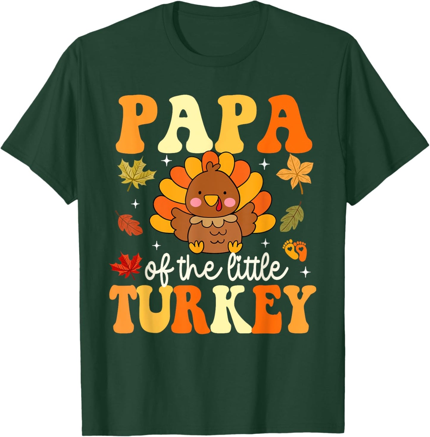 Papa of the Little Turkey Thanksgiving Theme Baby Shower T-Shirt - T-Shirt | Forest