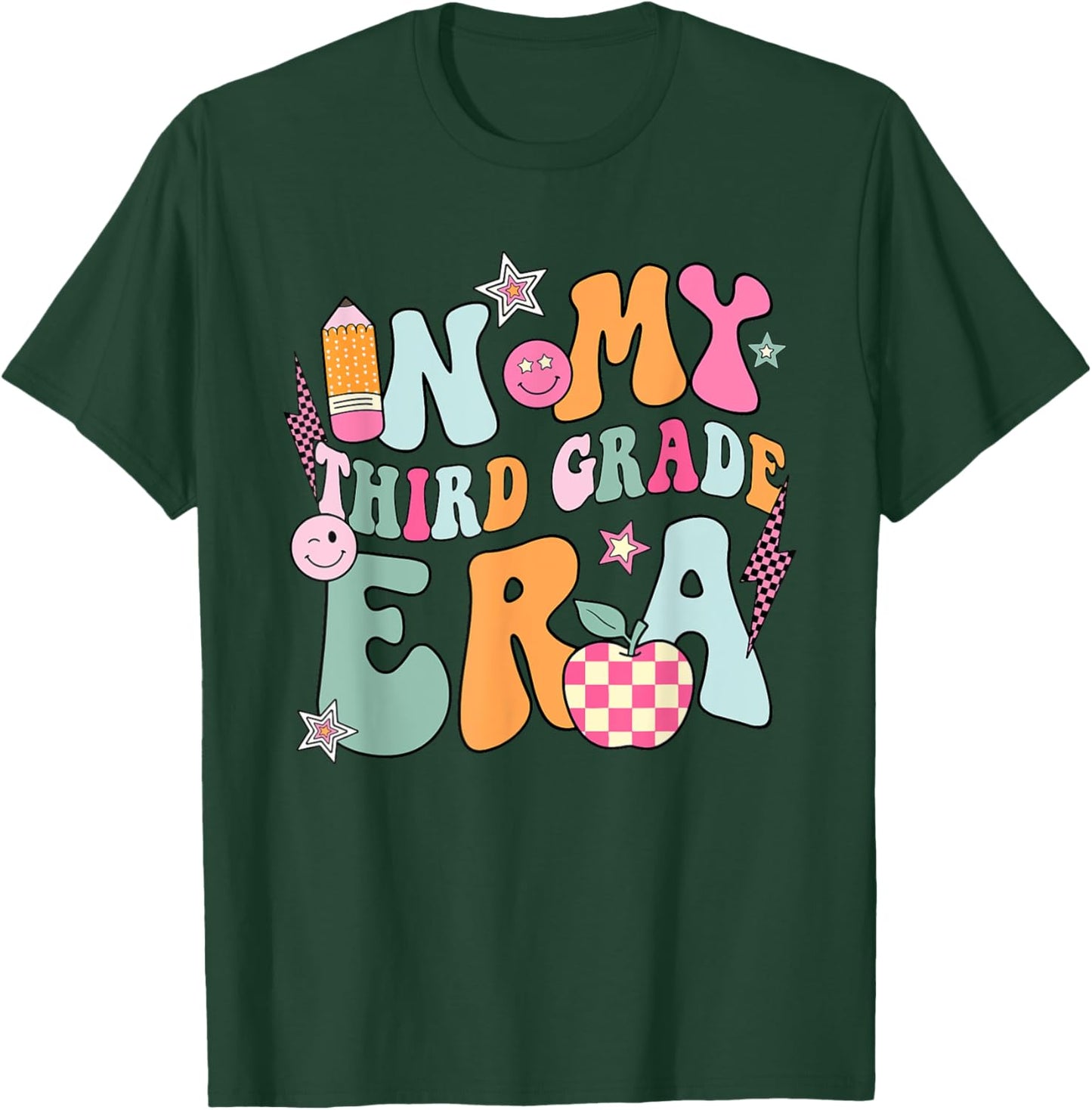 In My Third Grade Era Back To School Retro Groovy 3rd Grade T-Shirt - T-Shirt | Forest