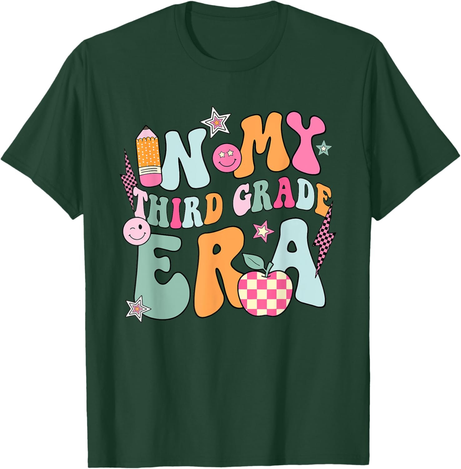In My Third Grade Era Back To School Retro Groovy 3rd Grade T-Shirt - T-Shirt | Forest