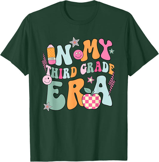 In My Third Grade Era Back To School Retro Groovy 3rd Grade T-Shirt - T-Shirt | Forest