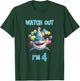 Shark Birthday Watch Out I'm 4 Years Old 4th Birthday T-Shirt - T-Shirt | Forest