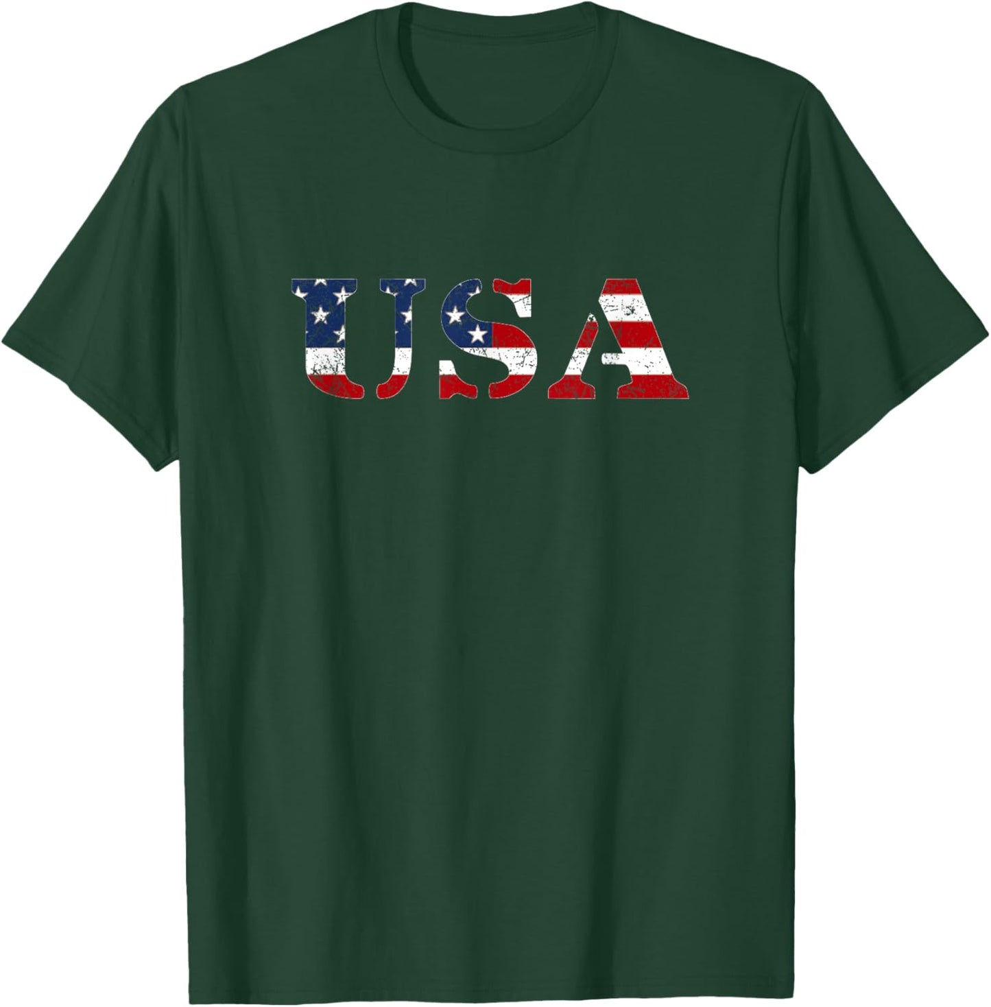 USA Distressed US Flag Patriotic Fourth of July America T-Shirt - T-Shirt | Forest