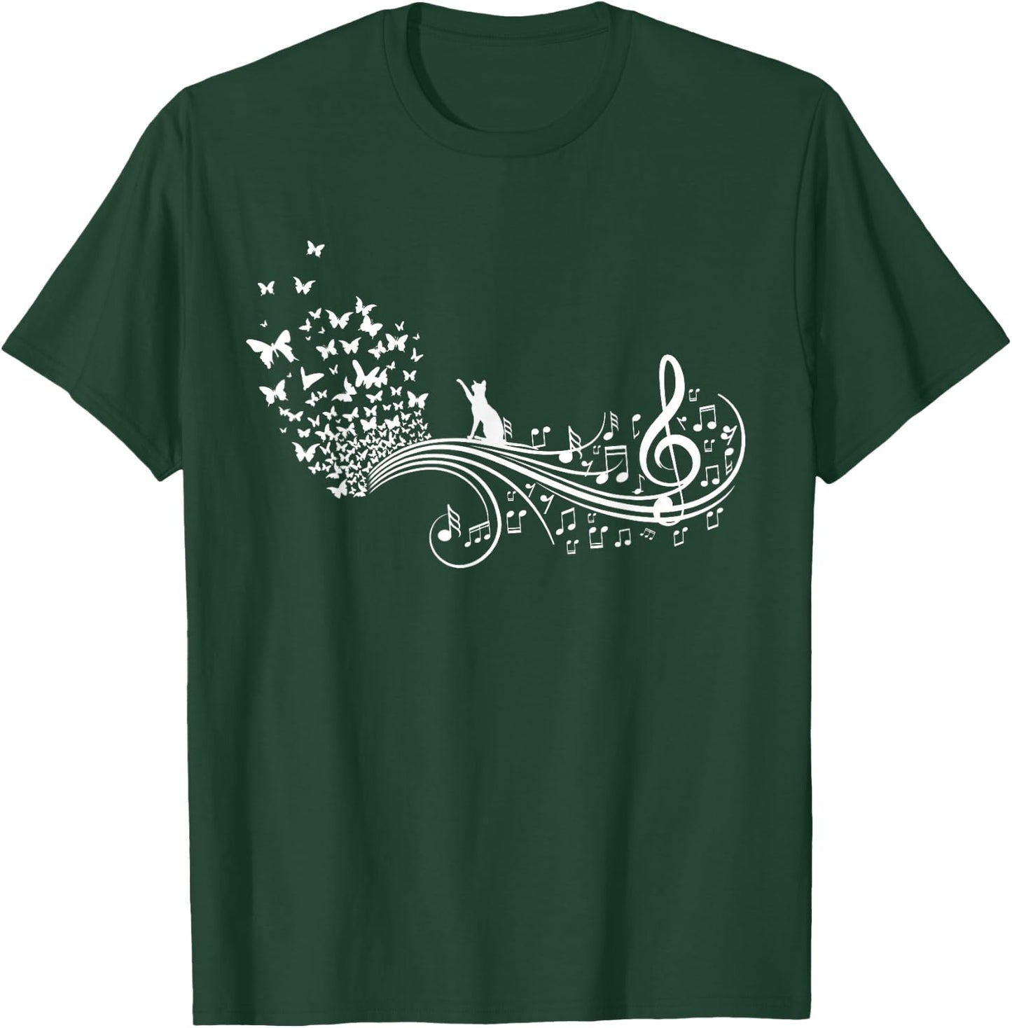 Music Notes and Butterflies Symphony T-Shirt - T-Shirt | Forest