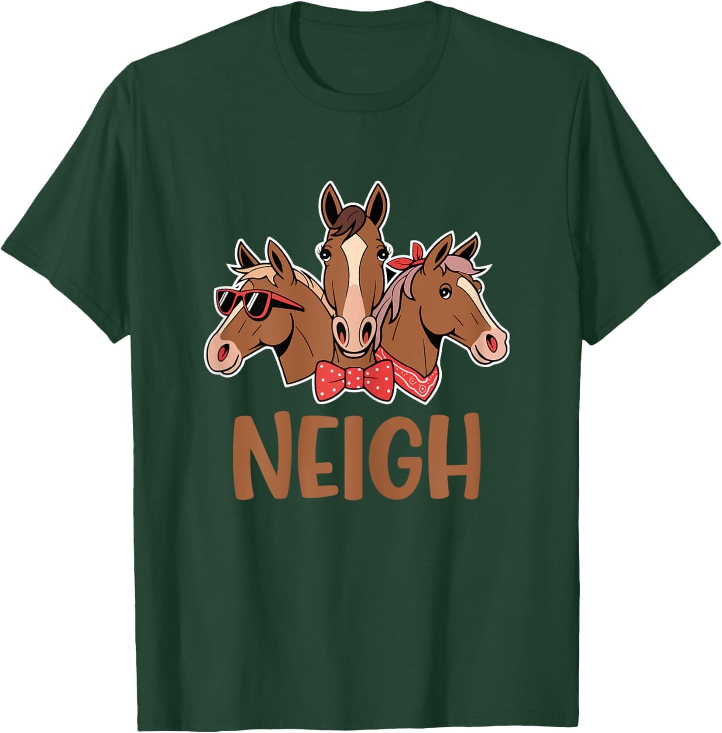 Neigh Funny Horse Lovers Cartoon Design Men Women Teen Kids T-Shirt - T-Shirt | Forest