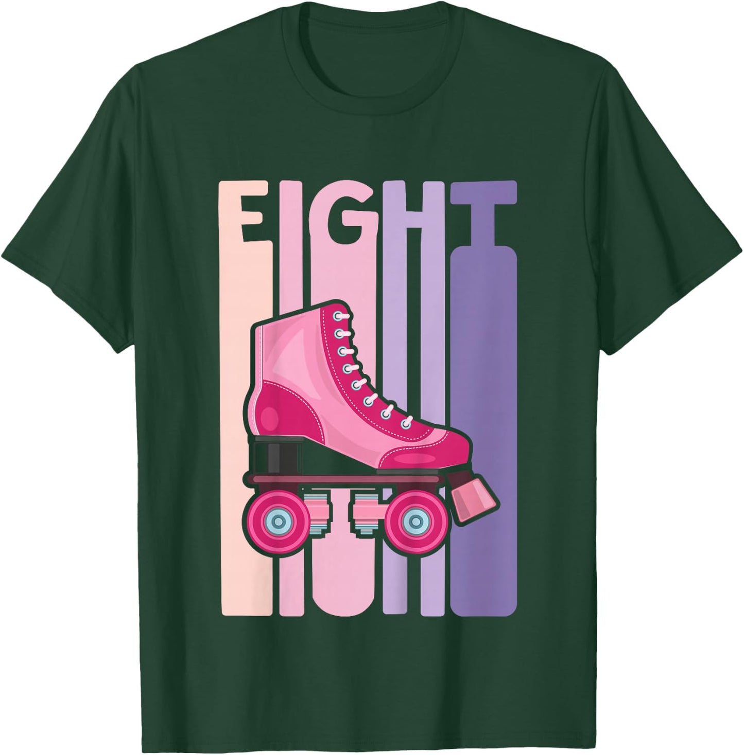 8 Year Old Cute Roller Skating Birthday Girl 8th B-day T-Shirt - T-Shirt | Forest