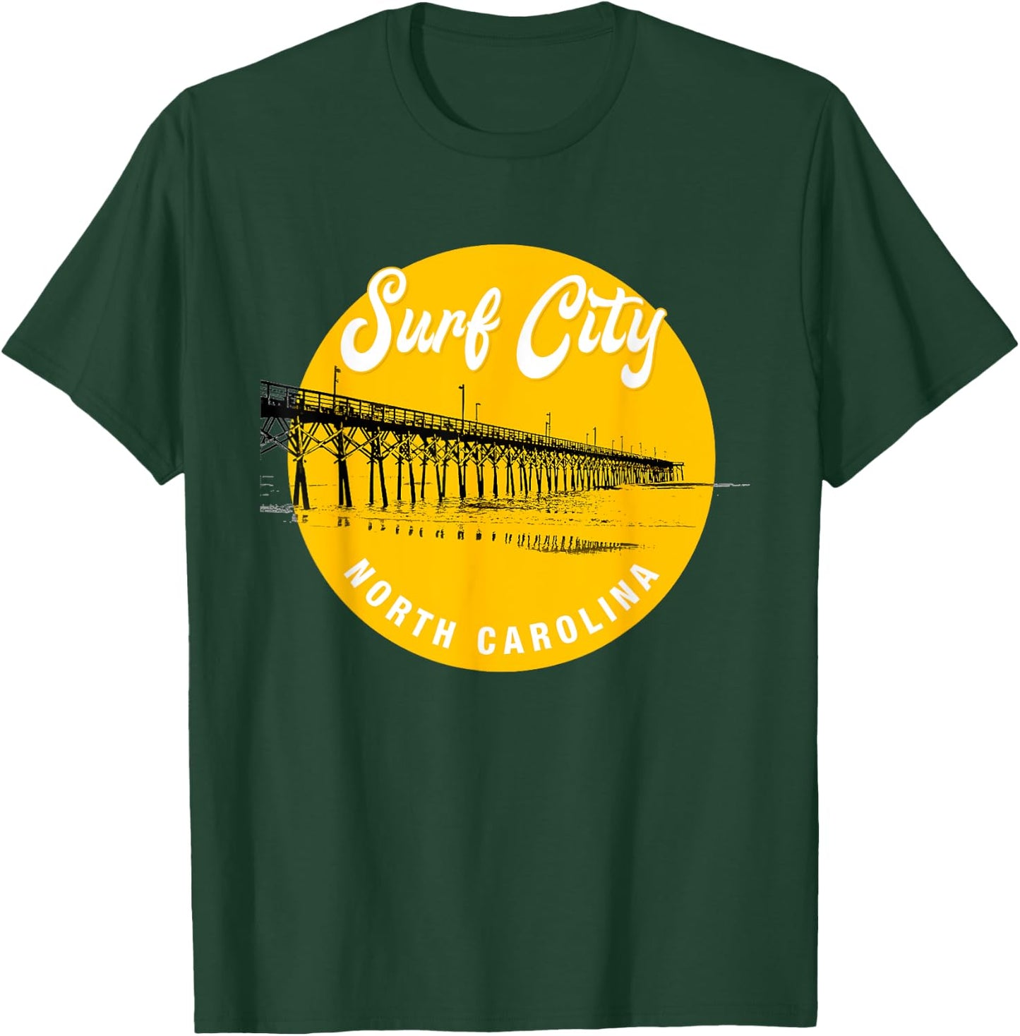 Surf City North Carolina Pier T-Shirt - T-Shirt | Forest