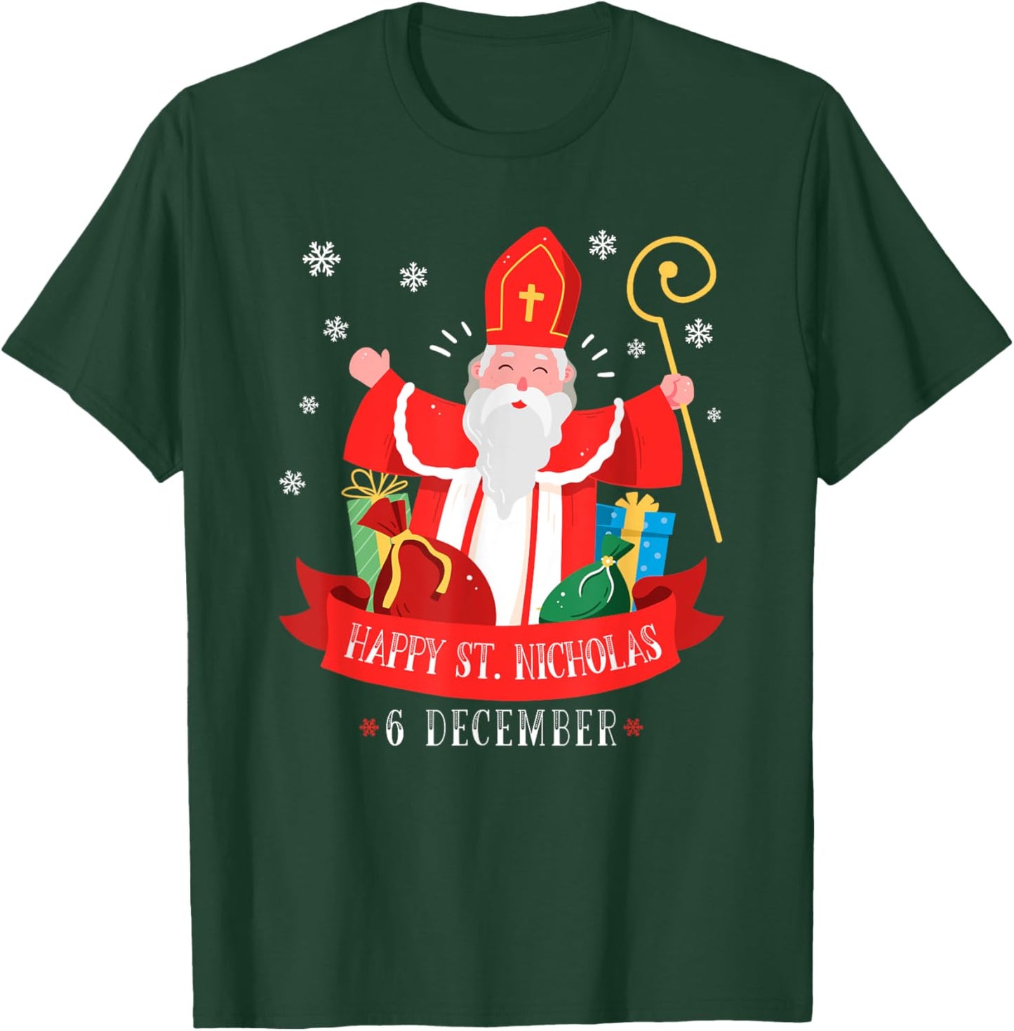 The Best Christmas Designs Happy St. Nicholas December 6th Feast Day Europe Celebration T-Shirt - T-Shirt | Forest