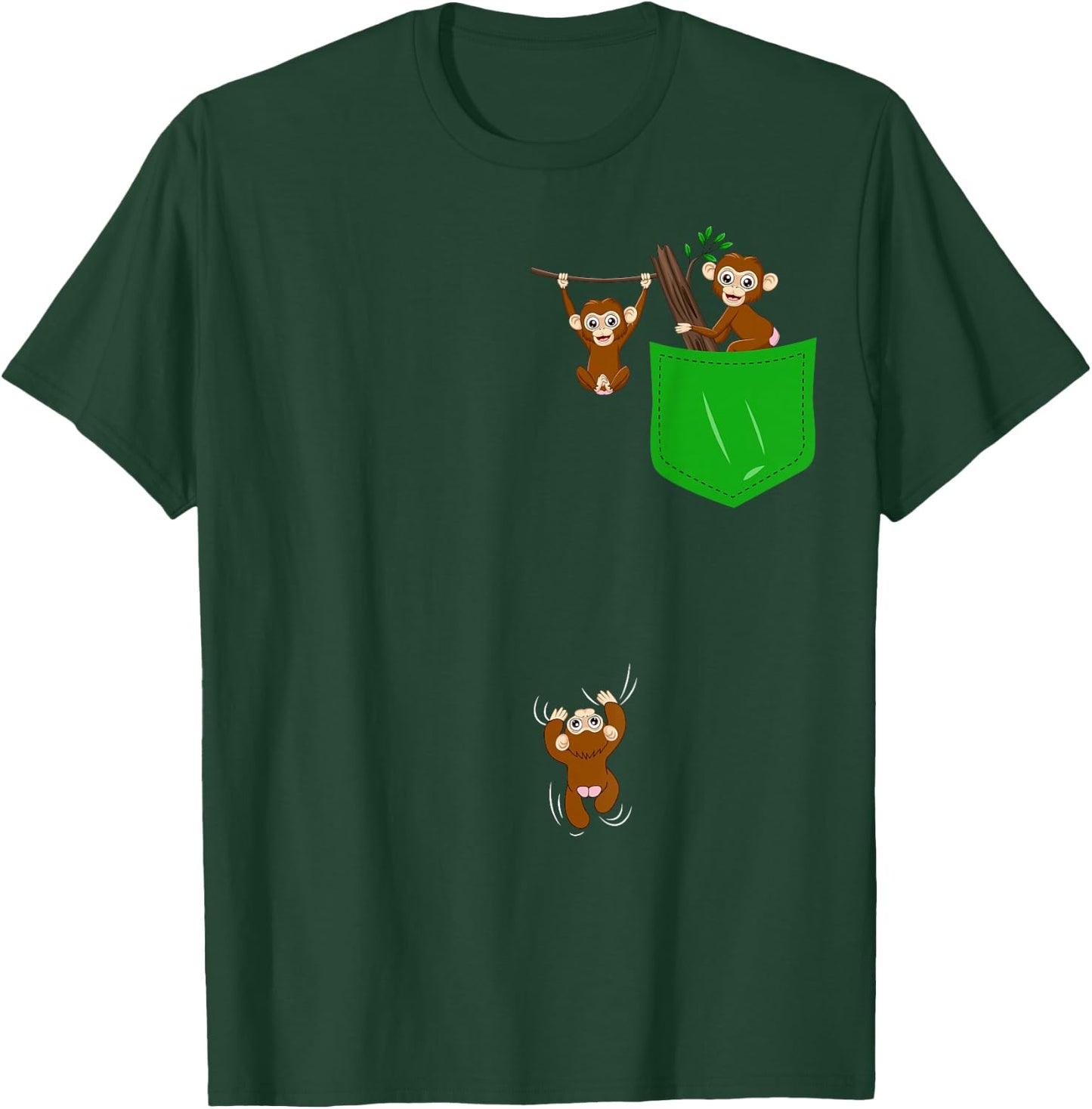 Monkey Lover Shirt Cute Monkey Pocket Shirt for Kids Monkey T-Shirt - T-Shirt | Forest