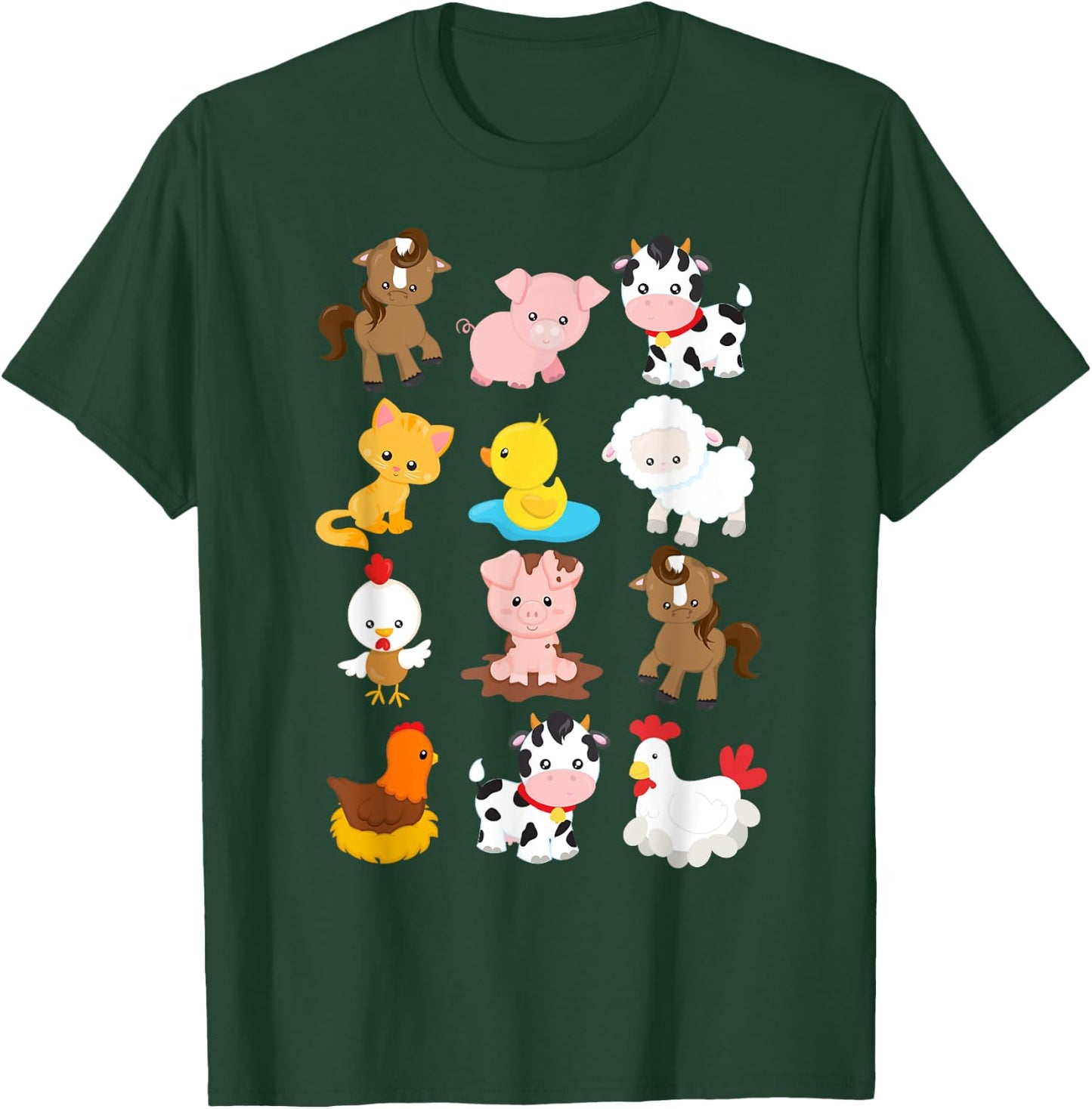 Boy's Girl's Farm Animals Short Sleeved for Toddlers T-Shirt - T-Shirt | Forest