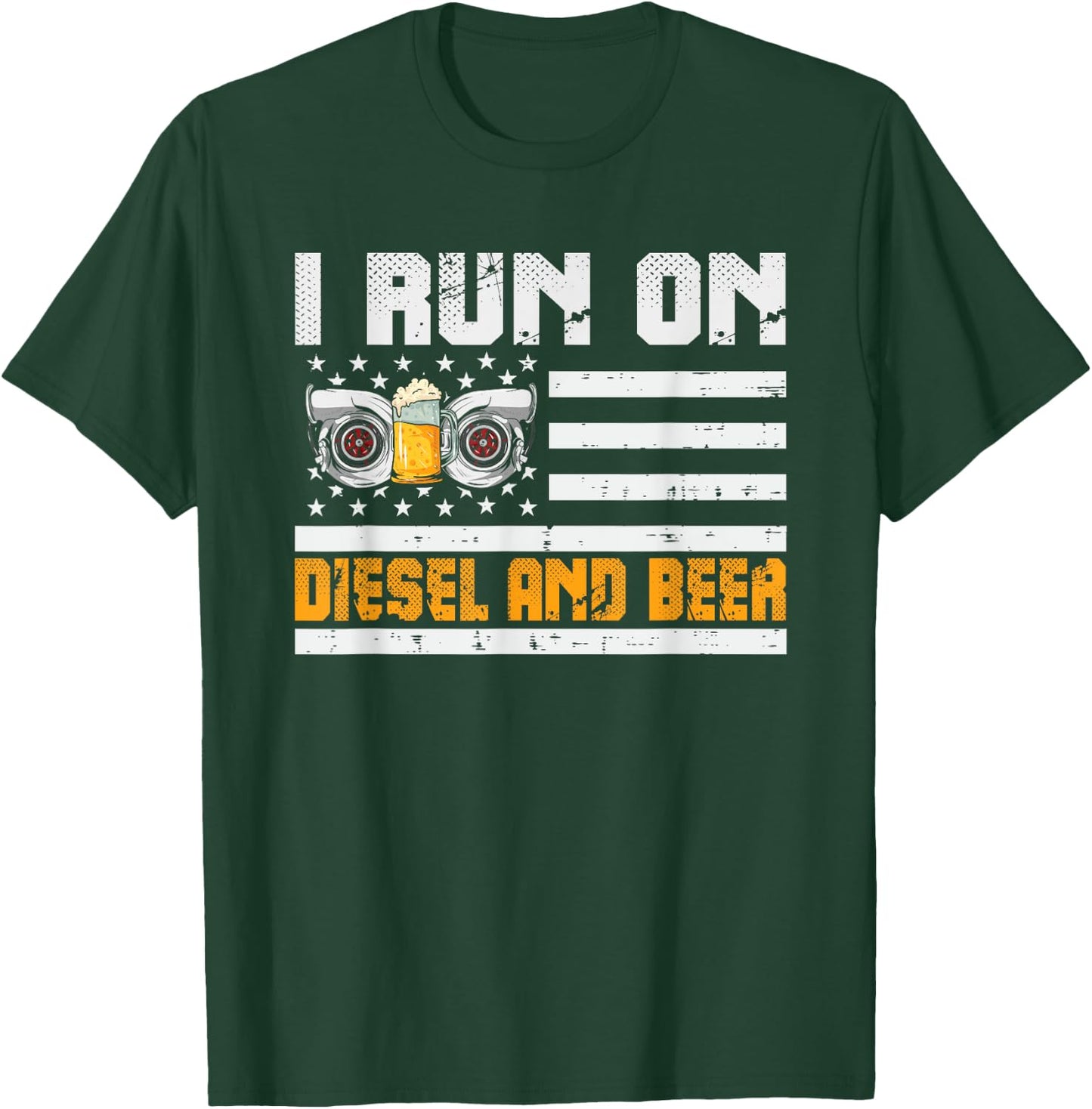 Funny Diesel Motorsport Motorcycle I Run On Diesel and Beer T-Shirt - T-Shirt | Forest