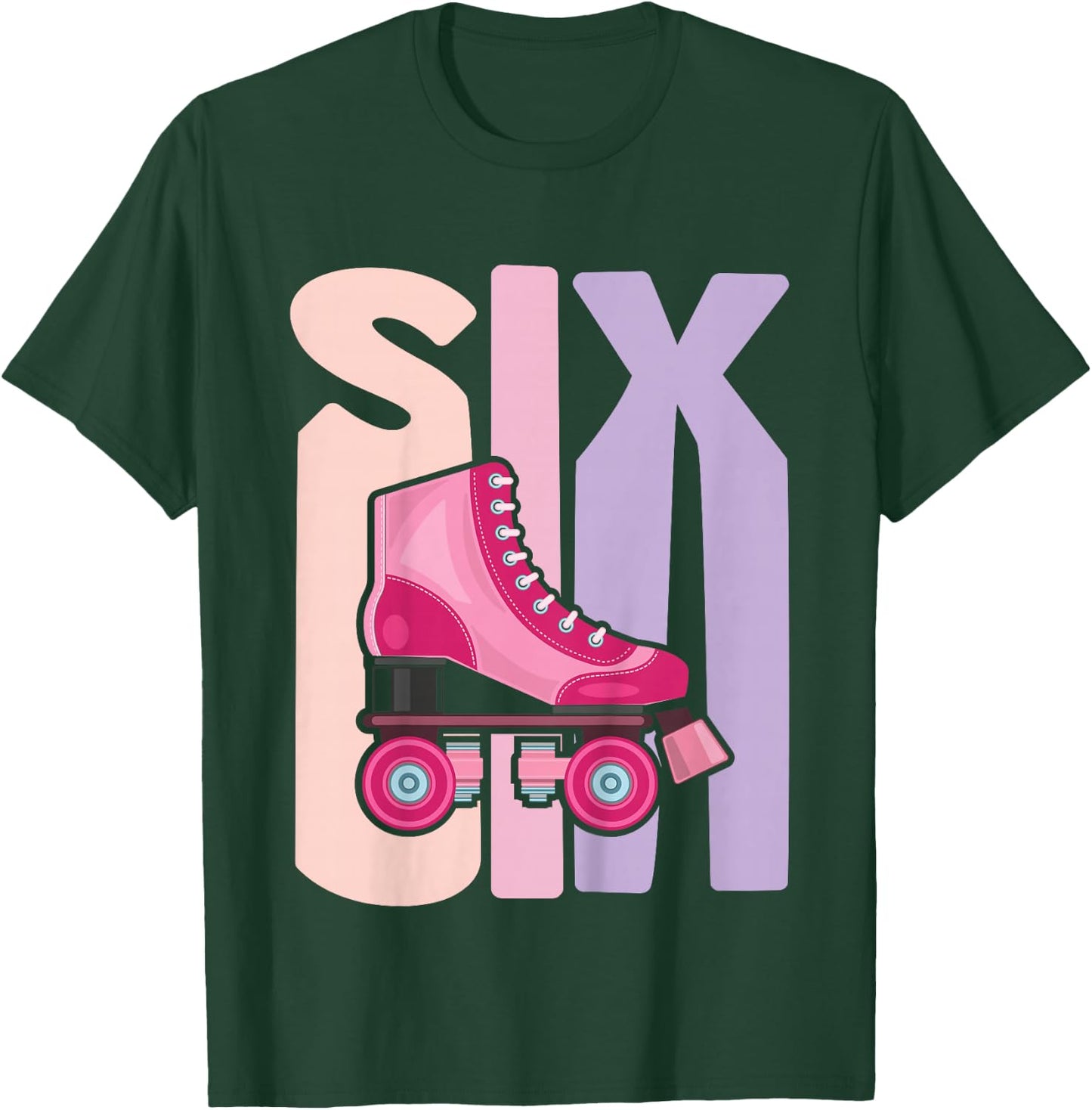 6 Year Old Cute Roller Skating Birthday Girl 6th B-day T-Shirt - T-Shirt | Forest
