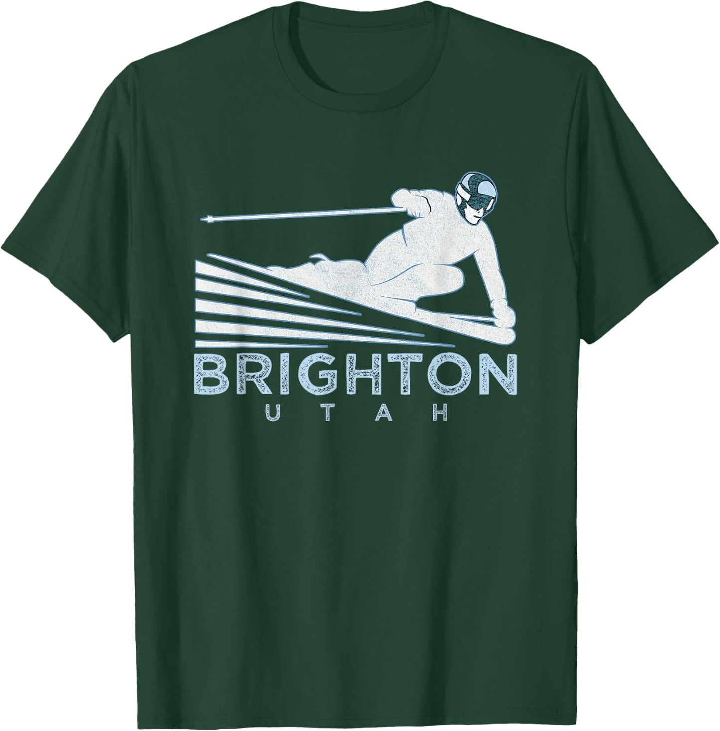 Retro Ski Brighton, Utah Illustration - Vintage Snow Ski T-Shirt - T-Shirt | Forest