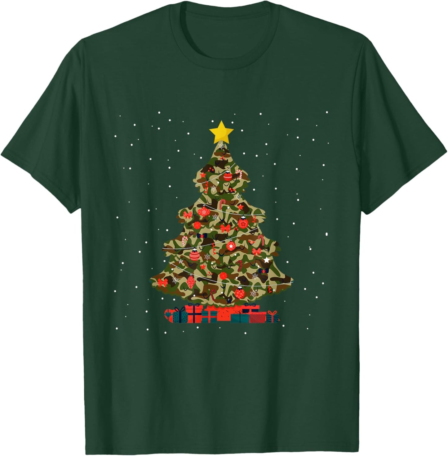Camo Design Christmas Trees Camouflage Print Xmas T-Shirt - T-Shirt | Forest