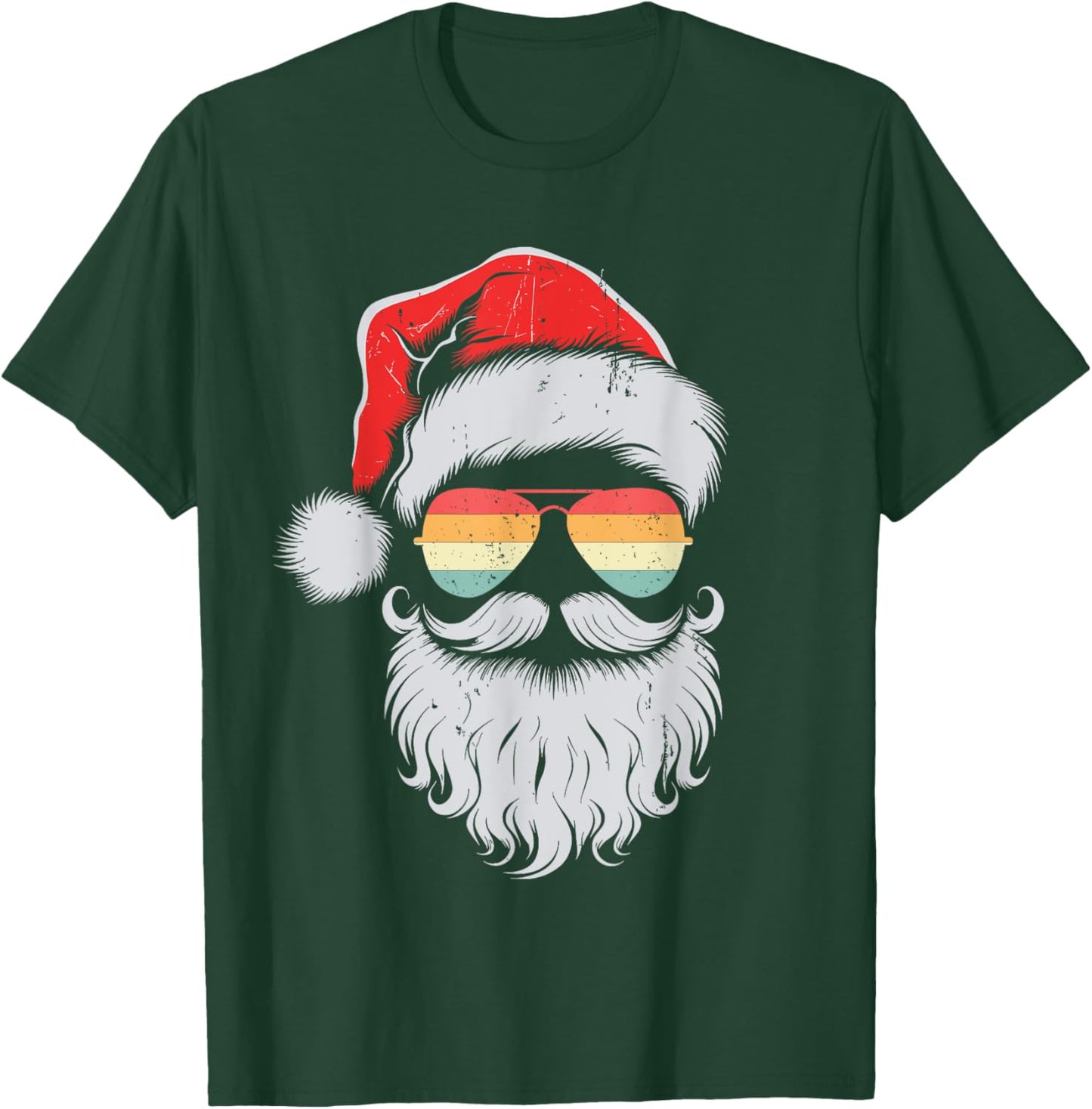 Cool Santa Face Sunglasses Christmas Xmas Men Boys T-Shirt - T-Shirt | Forest