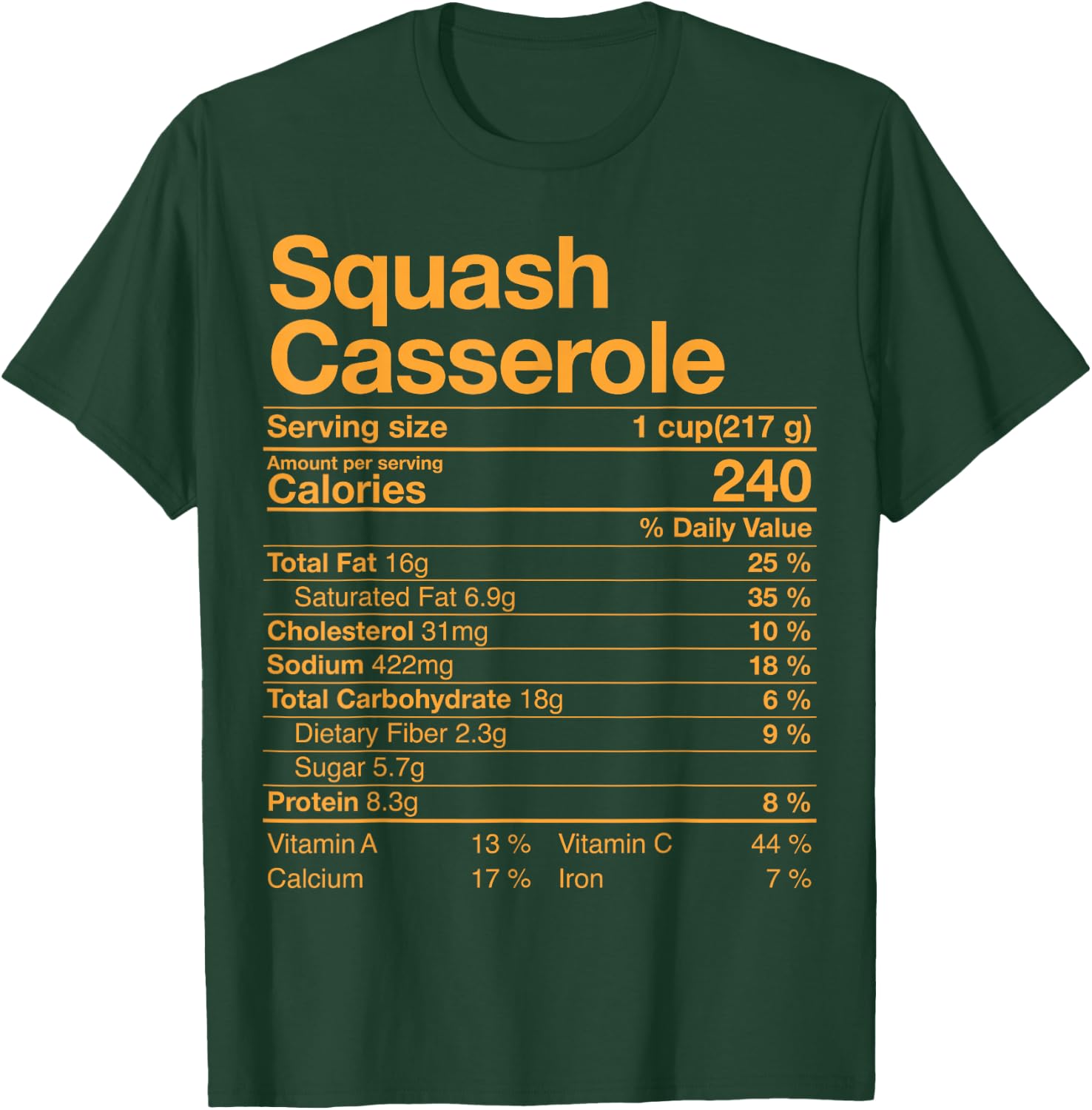 Squash Casserole Nutrition Facts Thanksgiving Gift Leg Day T-Shirt - T-Shirt | Forest