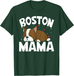 Cute Red Boston Terrier Boston Mama T-Shirt - T-Shirt | Forest