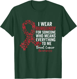 Throat Cancer Support Squad Family Throat Burgundy Ribbon T-Shirt - T-Shirt | Forest