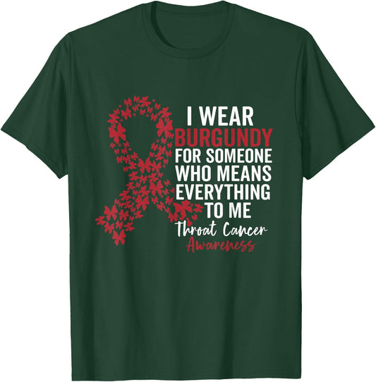 Throat Cancer Support Squad Family Throat Burgundy Ribbon T-Shirt - T-Shirt | Forest