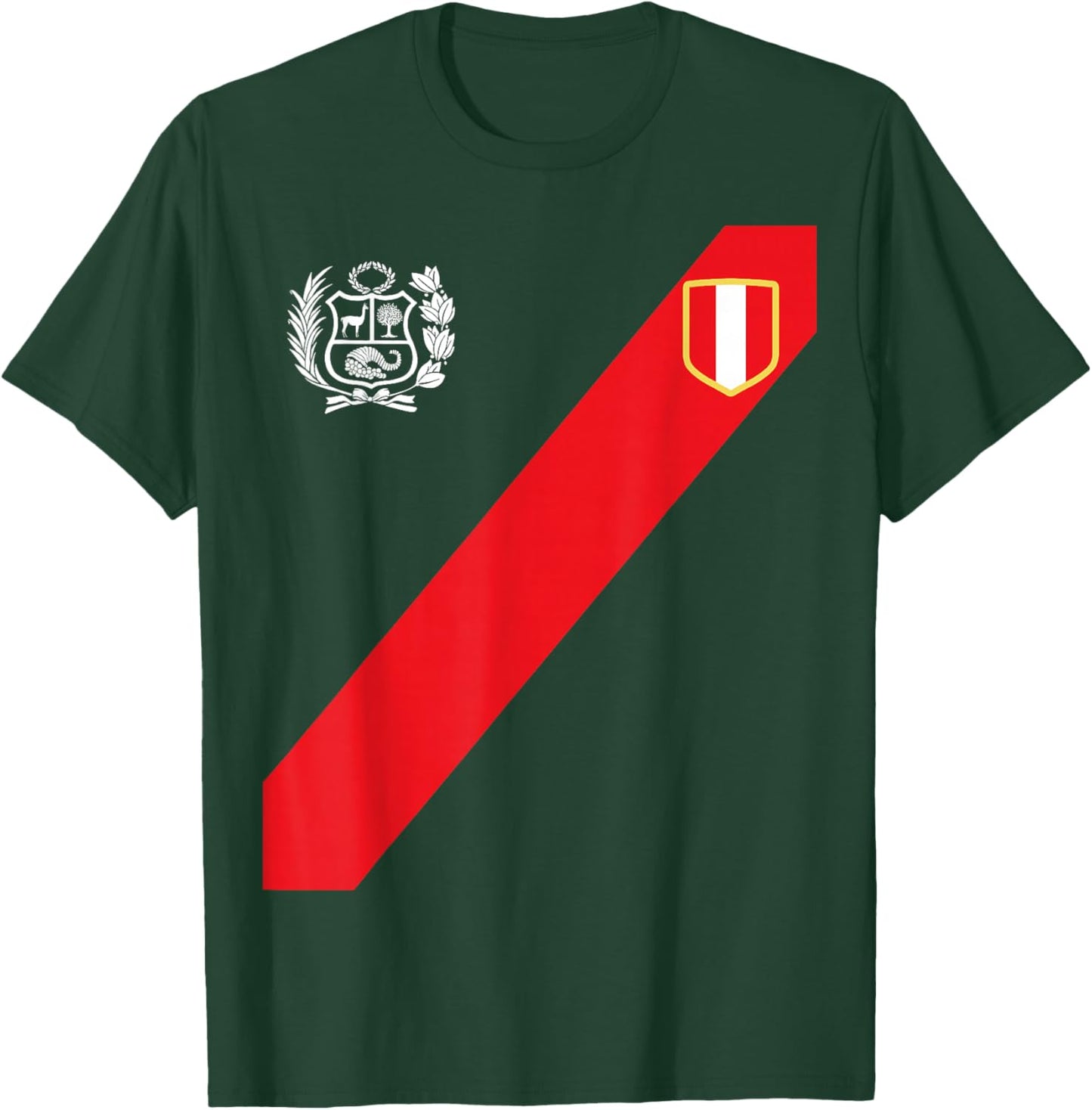 Peru Shirt Peruvian Flag Escudo Retro Soccer Inspired Peru T-Shirt - T-Shirt | Forest