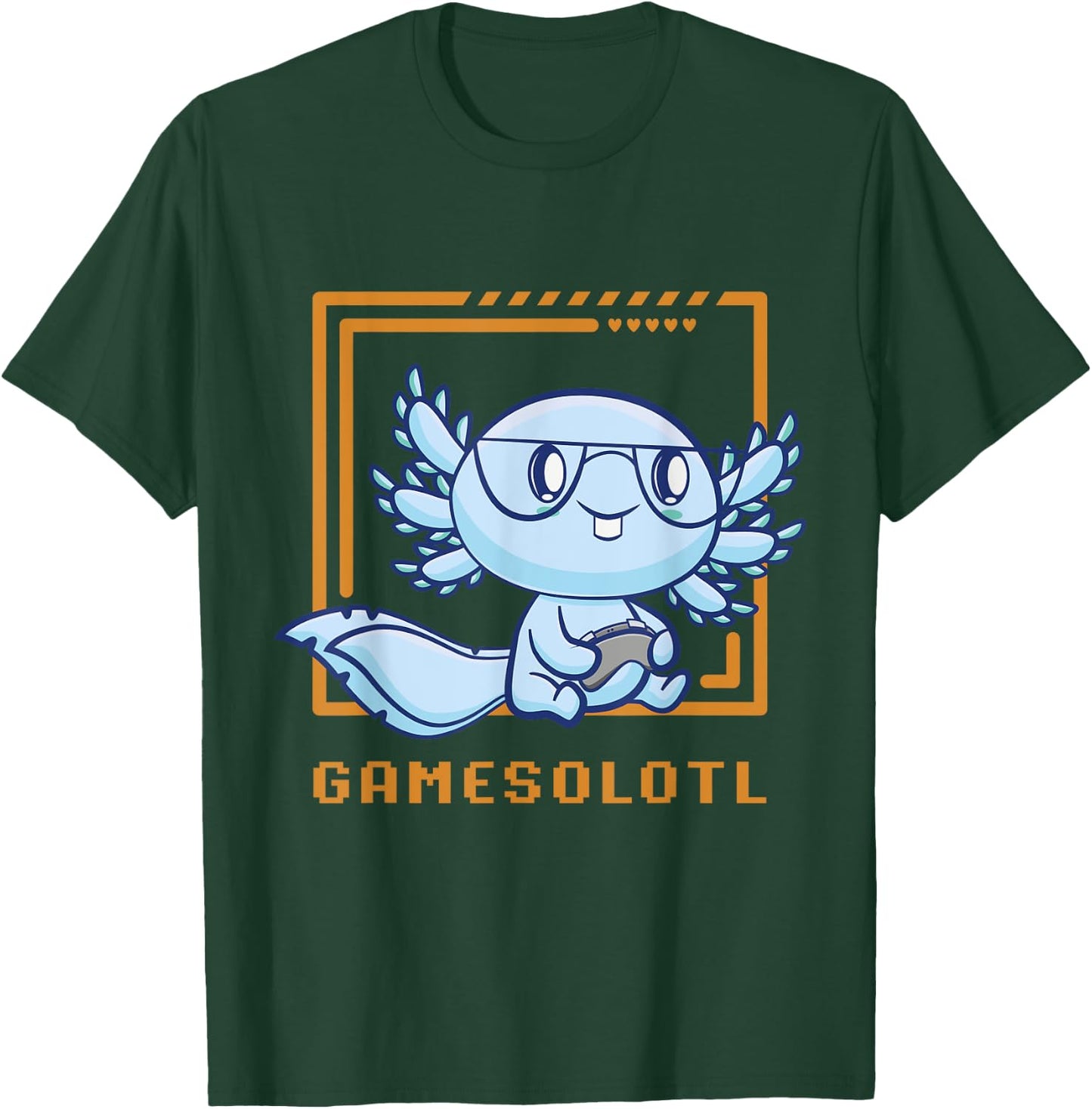Gamesolotl Gamer Axolotl Playing Video Games Walking Fish T-Shirt - T-Shirt | Forest