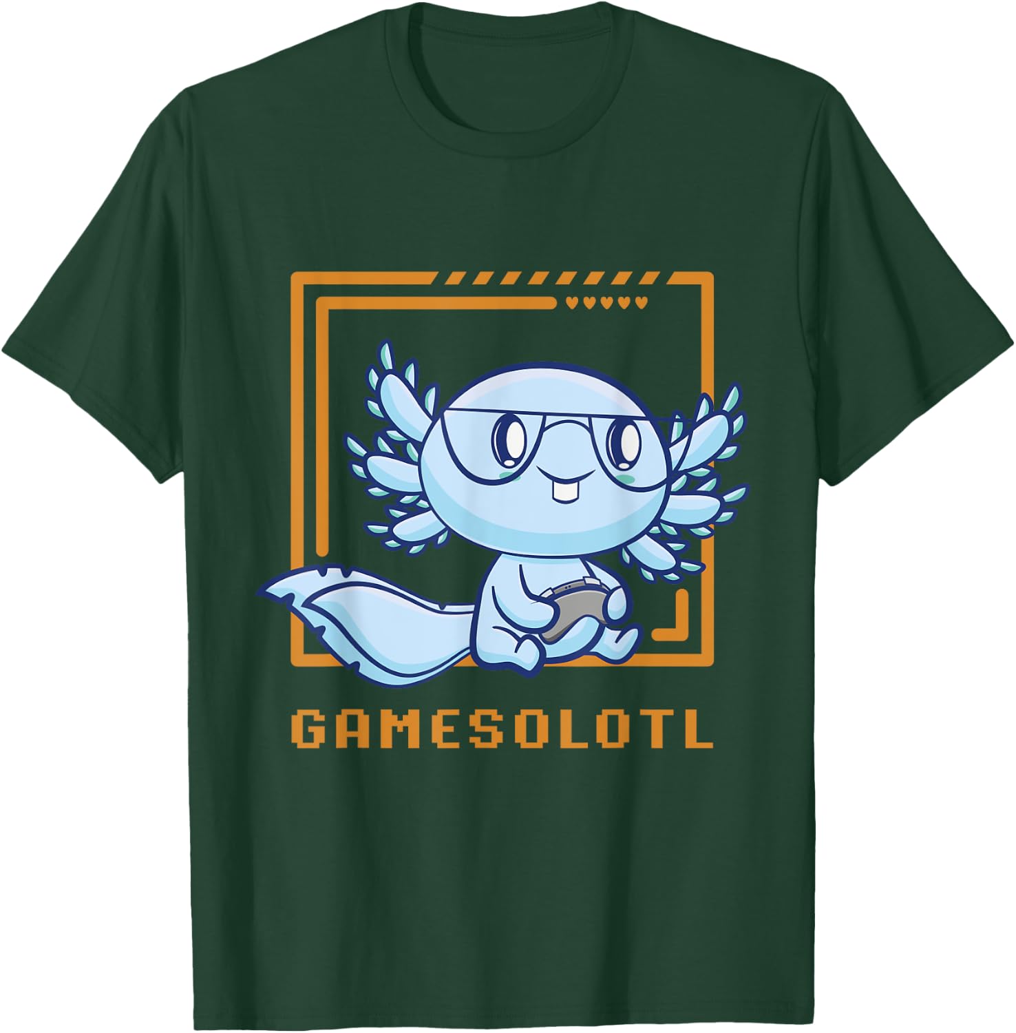 Gamesolotl Gamer Axolotl Playing Video Games Walking Fish T-Shirt - T-Shirt | Forest