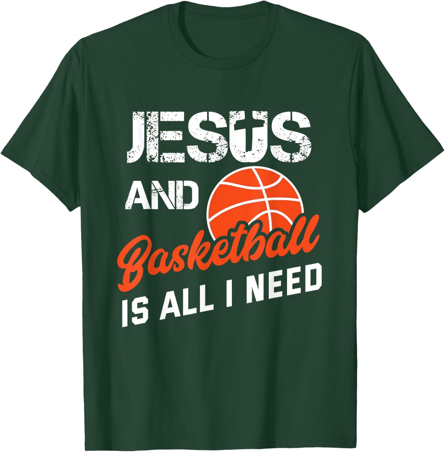 Vintage Jesus And Basketball Is All I Need Player Religious T-Shirt - T-Shirt | Forest