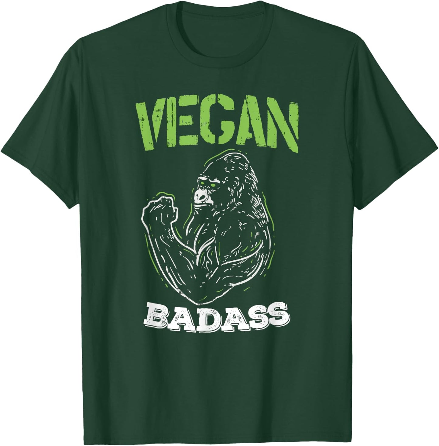 Vegan Badass Plant Powered Muscle Veggie Go Green Fitness T-Shirt - T-Shirt | Forest