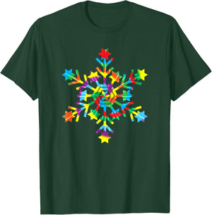 Tie Dye Snowflake Retro Hippie Christmas Holiday Xmas Gift T-Shirt - T-Shirt | Forest