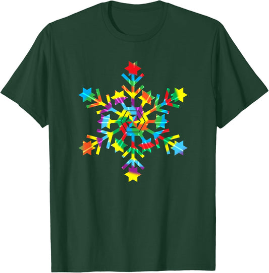 Tie Dye Snowflake Retro Hippie Christmas Holiday Xmas Gift T-Shirt - T-Shirt | Forest