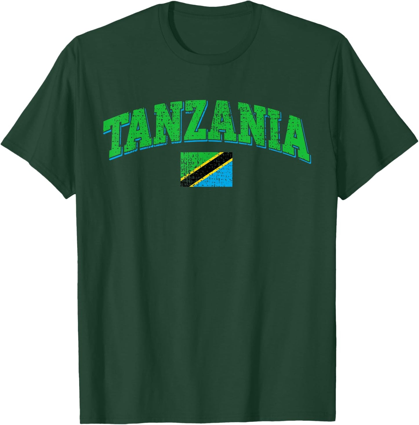 Vintage Tanzania Africa Flag Souvenir Proud Sports T-Shirt - T-Shirt | Forest