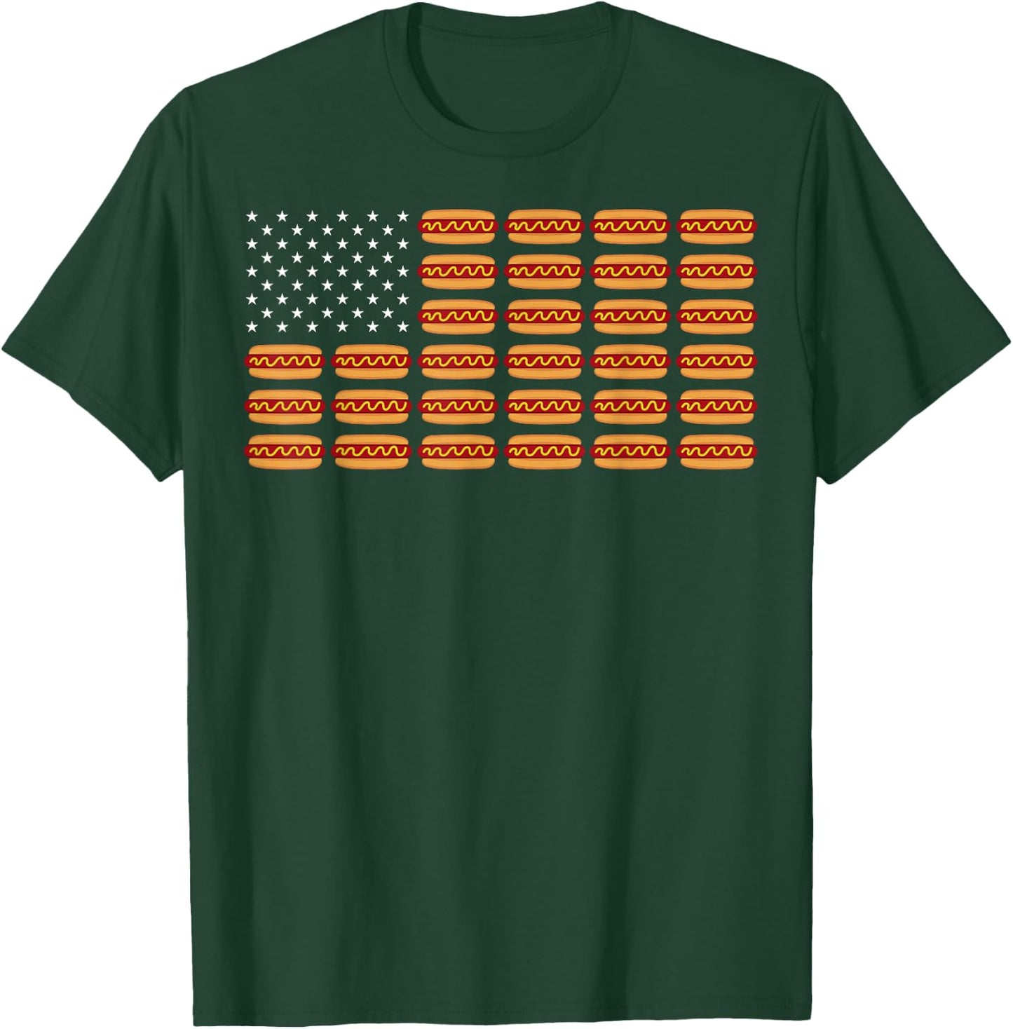 Hot Dog 4 July American Flag Independence Day Hotdog T-Shirt - T-Shirt | Forest