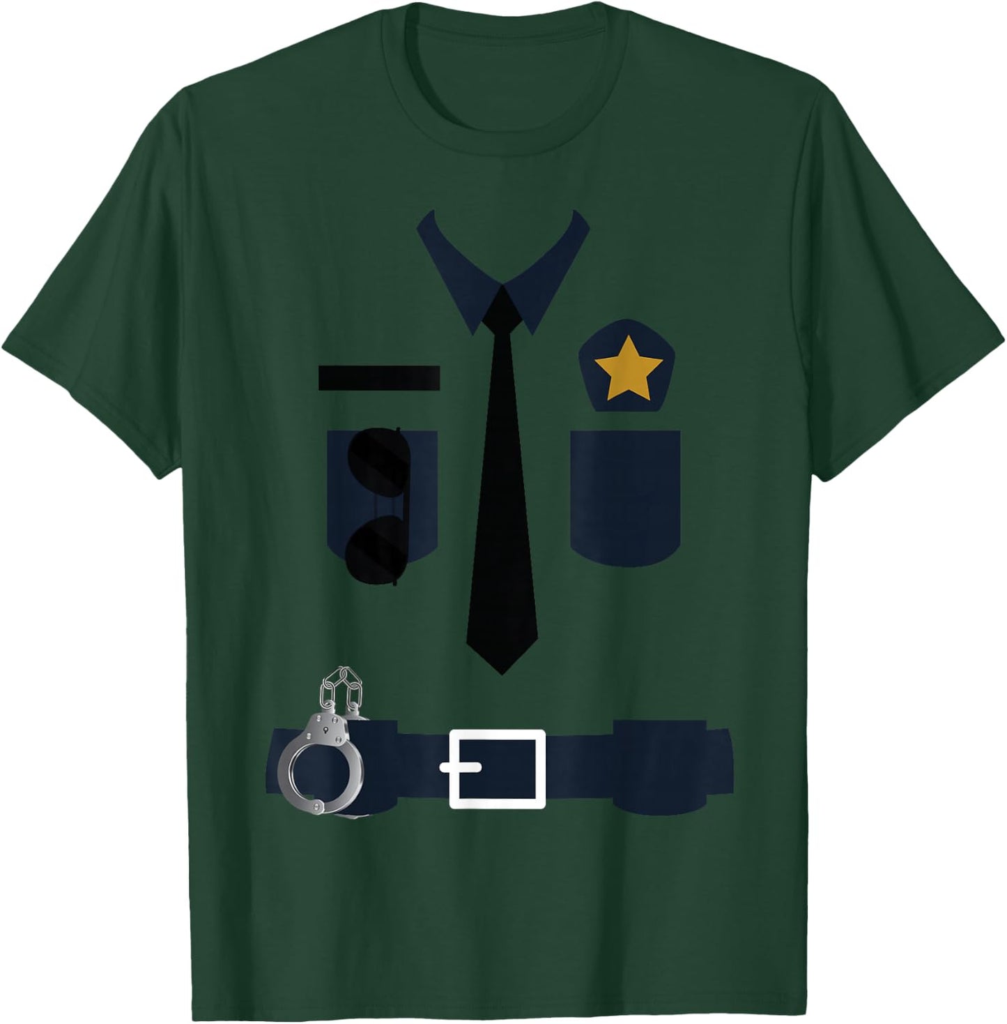 Police Cop Uniform Funny Halloween Costume Policeman T-Shirt - T-Shirt | Forest