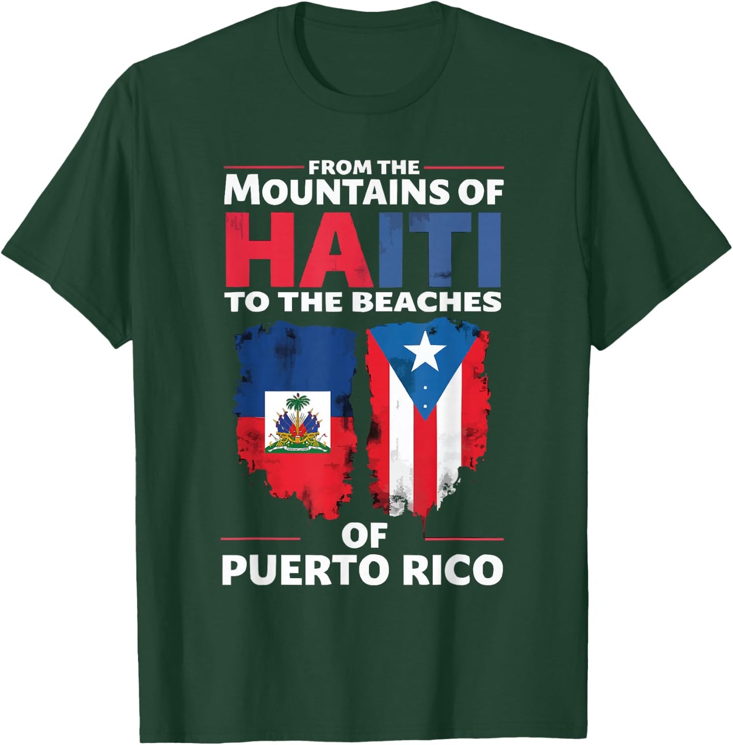 Half Haitian Half Puerto Rican Puerto Rico Flag Haiti T-Shirt - T-Shirt | Forest