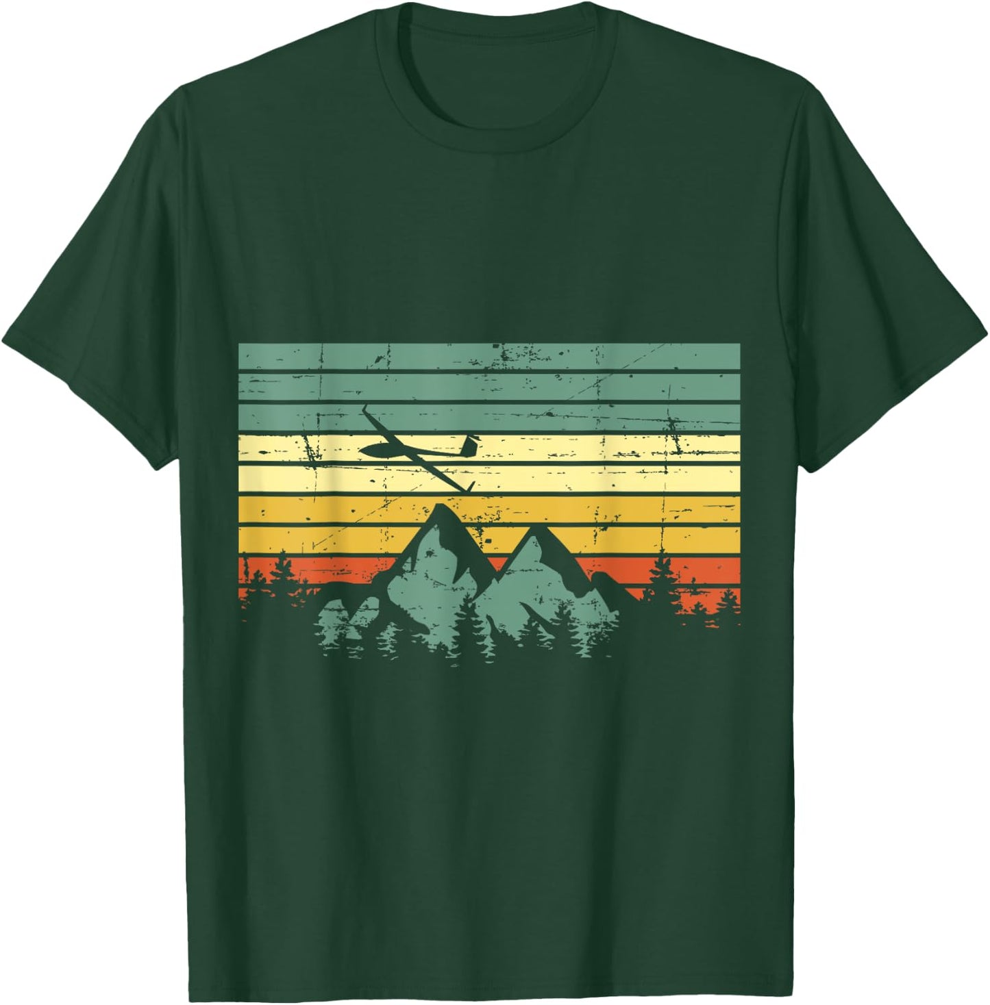 Vintage Gliding Airplane Aviation Mountain Glider Pilot Gift T-Shirt - T-Shirt | Forest